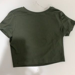 Army green fitted crop top